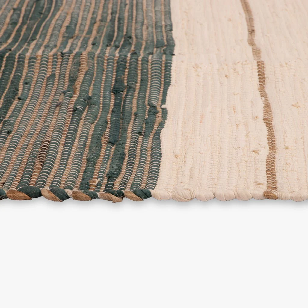 Tapete de Algodão e Juta Bege e Azul 120x180 BLIDA