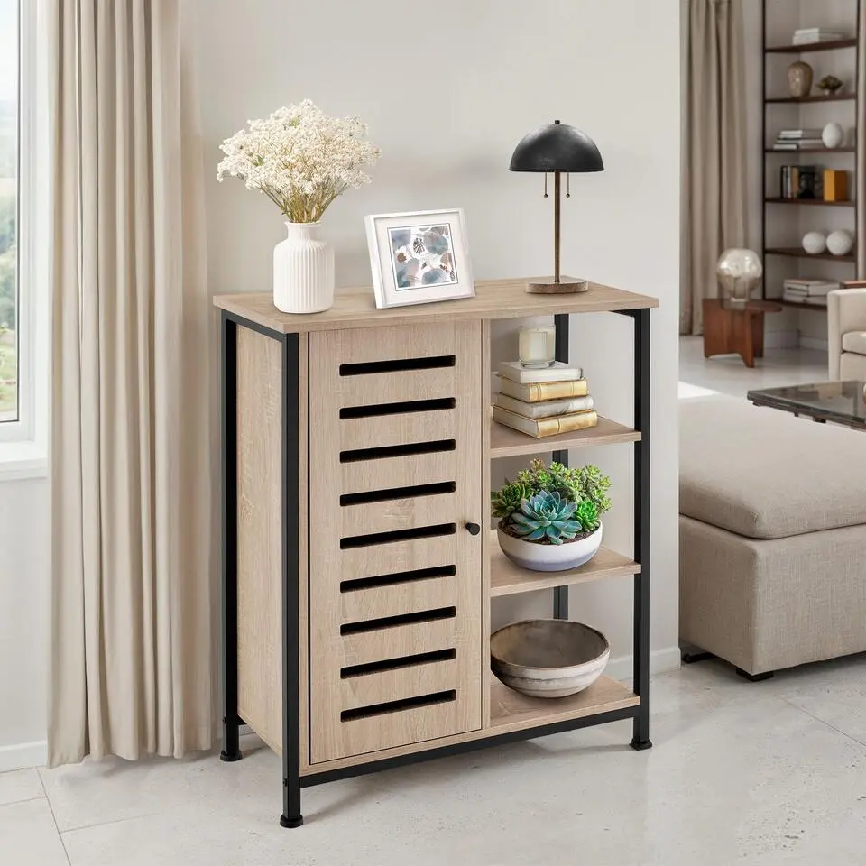 tectake Wandkast 71x32x82cm, Industrieel Licht Hout, Eiken Sonoma