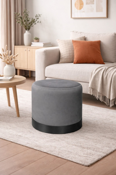 Pufa LUX elegancka podstawa metalowa czarna BL14