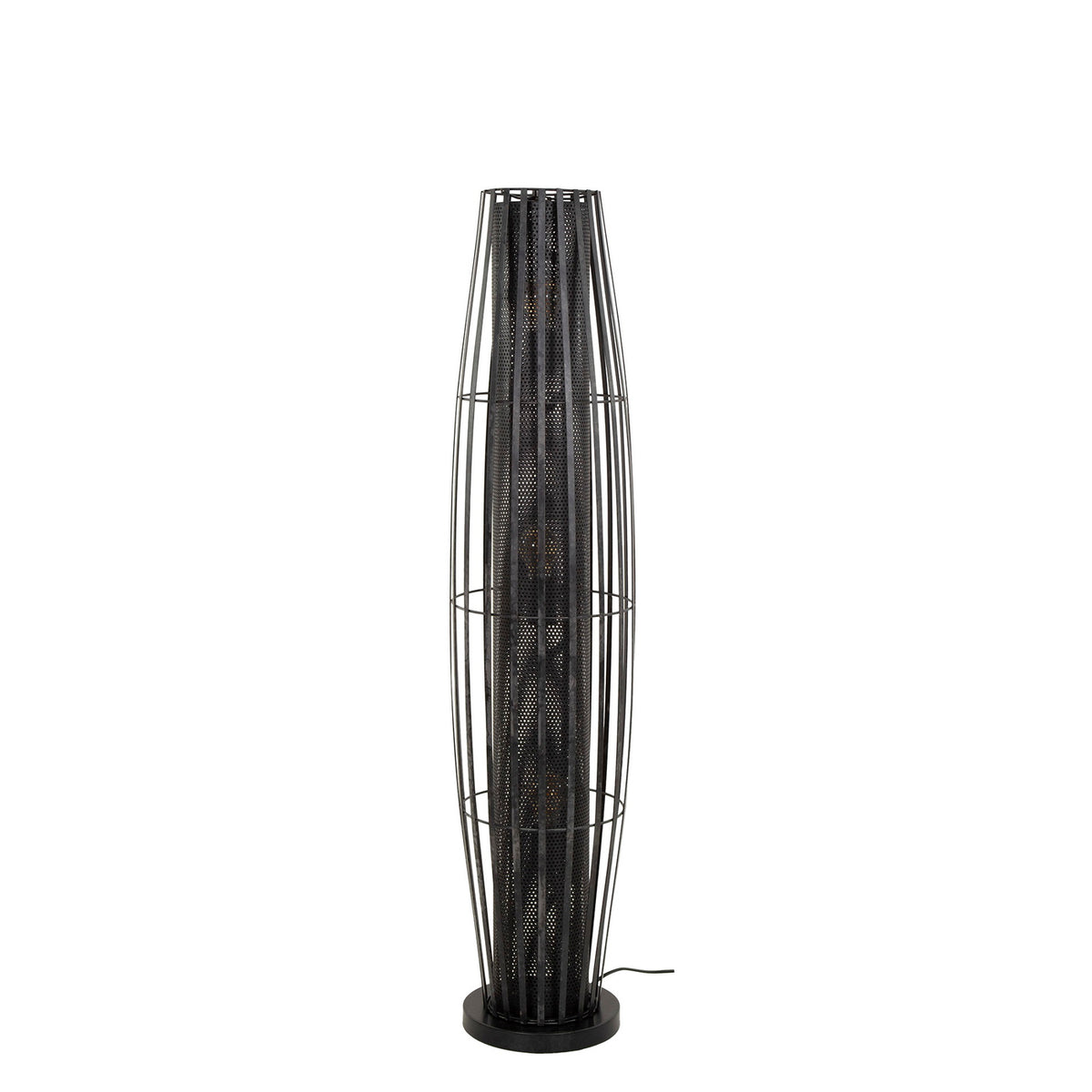 Giga Meubel Vloerlamp Cylinder Mesh - Zwart Metaal - 3-Lichts - 27x27x120cm
