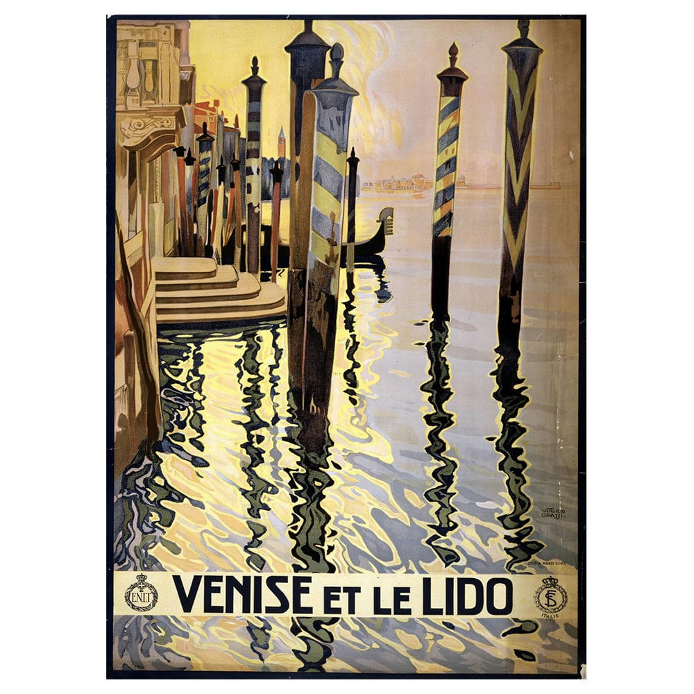 - Tableau affiche touristique vintage Venise et le Lido 50x70cm