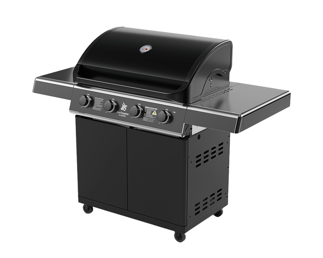 Beefmaster Classic T-Series 4 Burner BBQ On Classic Cart With Folding Shelves