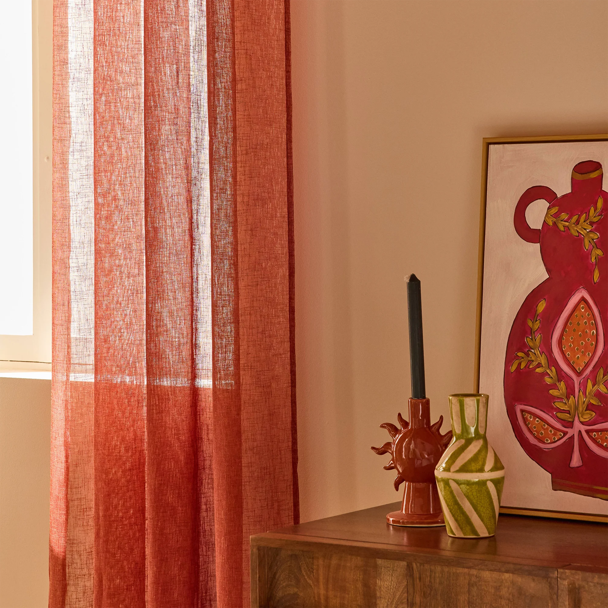 Voilage PROCIDA coloris terracotta 140 x 240 cm