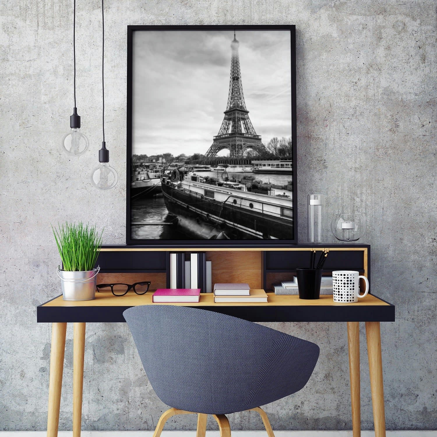 BW - Affiche avec cadre noir - Paris - 30x40