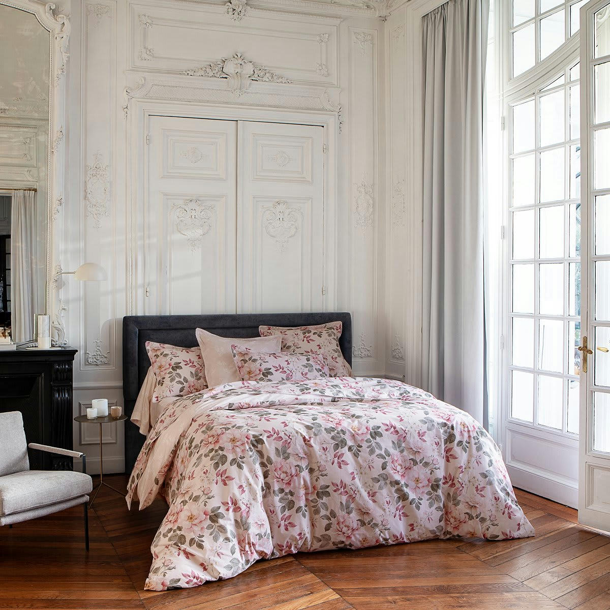 ALCOVE - Housse de couette coton rose clair 140x200 cm