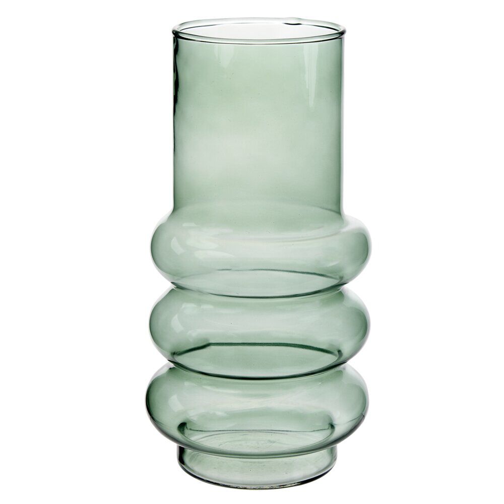 Vase en verre cylindrique base ondulée Ø13,5xH27cm (3 modèles)