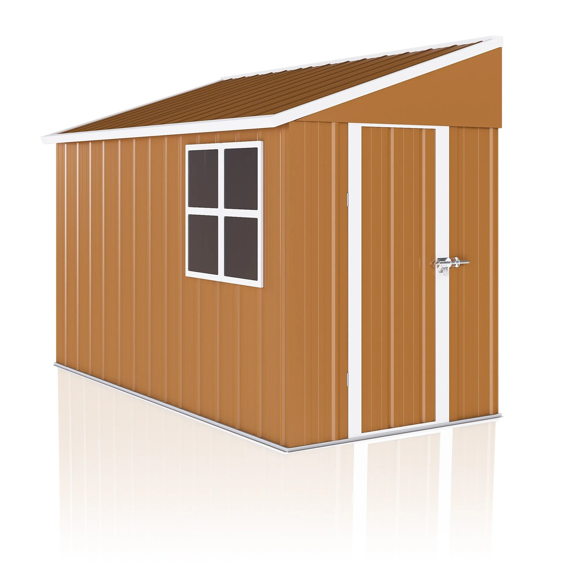 8x4 FT Heavy-Duty Metal Shed w/Double Doors and Windows，Weatherproof Garden Storage - 8x4 FT