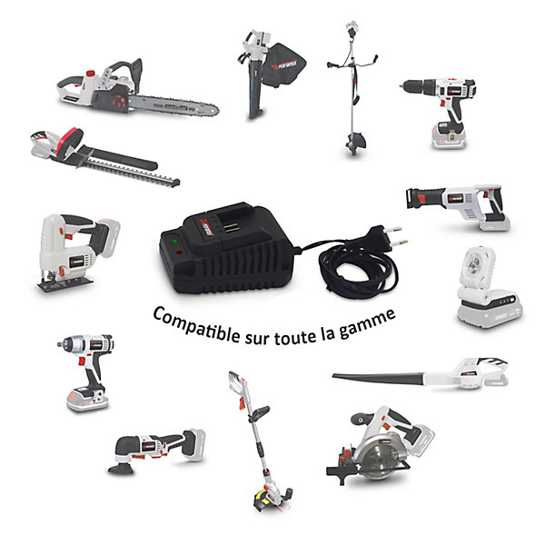 Pack 2 Batterie CONCEPT 20V Lithium 4 Ah compatible pour la gamme d'outils Electro-portatifs X-PERFORMER   Chargeur