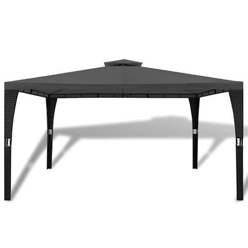 NNEVL Poly Rattan Gazebo with Dark Grey Roof 3 x 4 m