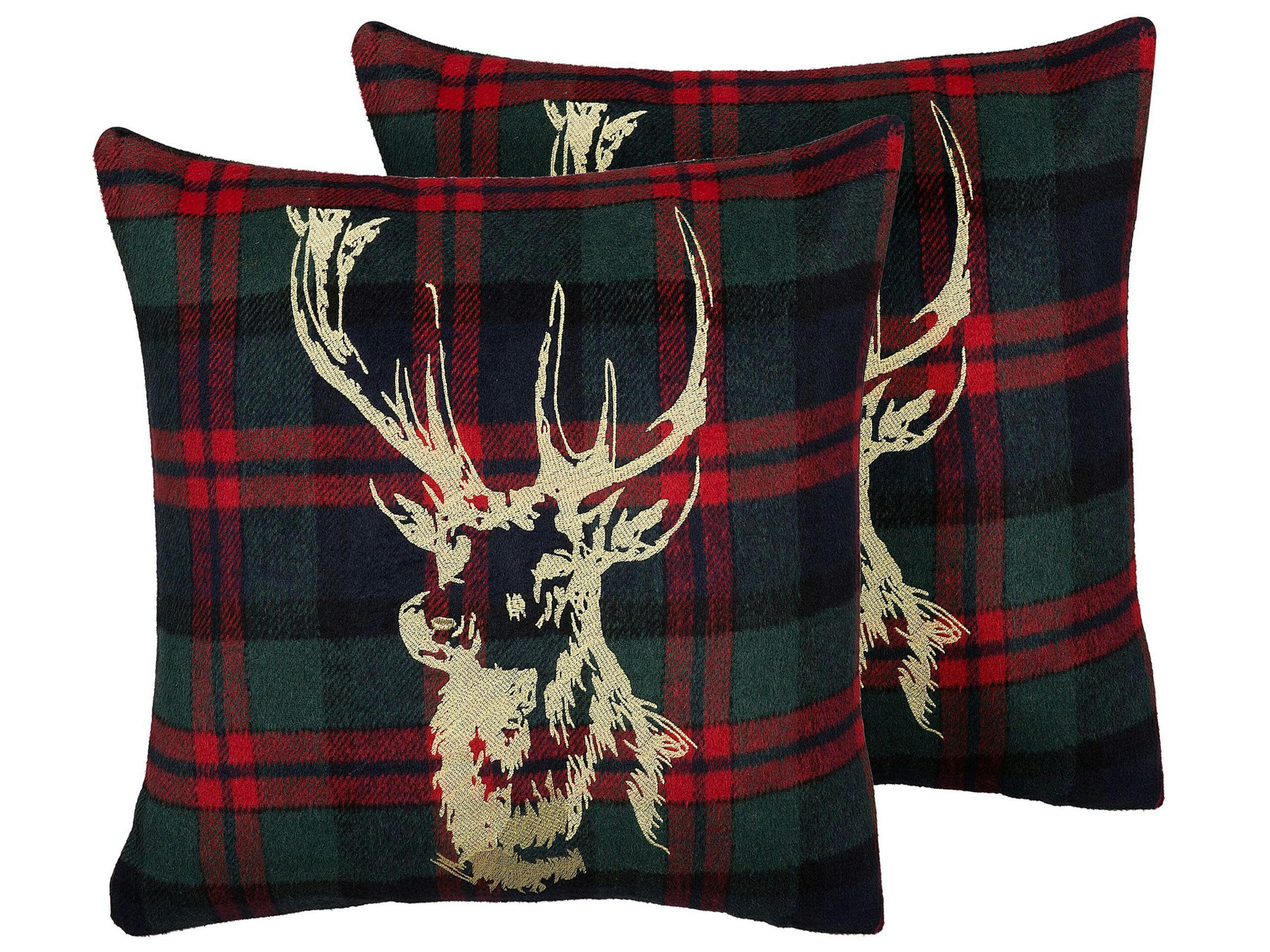 RUDOLPH - Lot de 2 coussin décoratifs en tissu multicolore 45x12cm