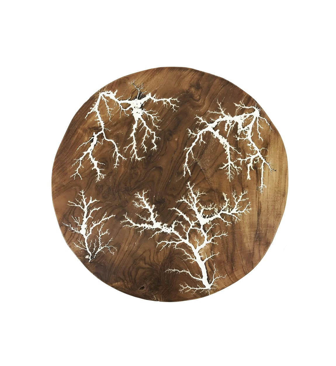 - Tableau mural en bois marron et blanc diamètre 50 cm