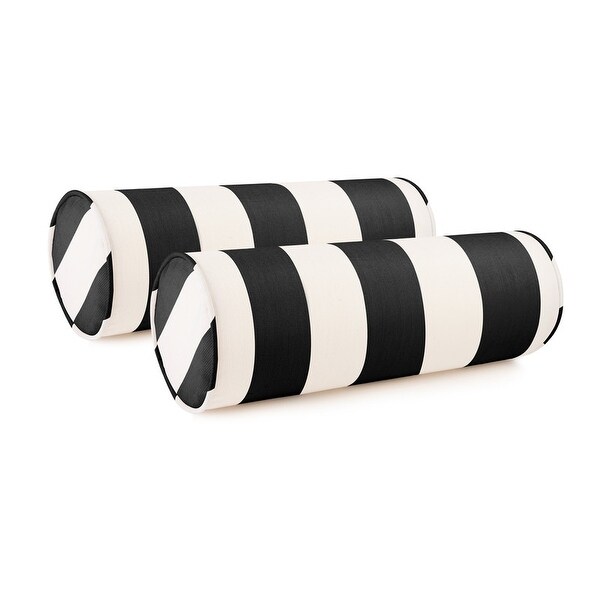 Austin Horn Classics Sunbrella Maxim Heather & Cabana Stripe Zippered & Filled Neck Roll Bolster, Single