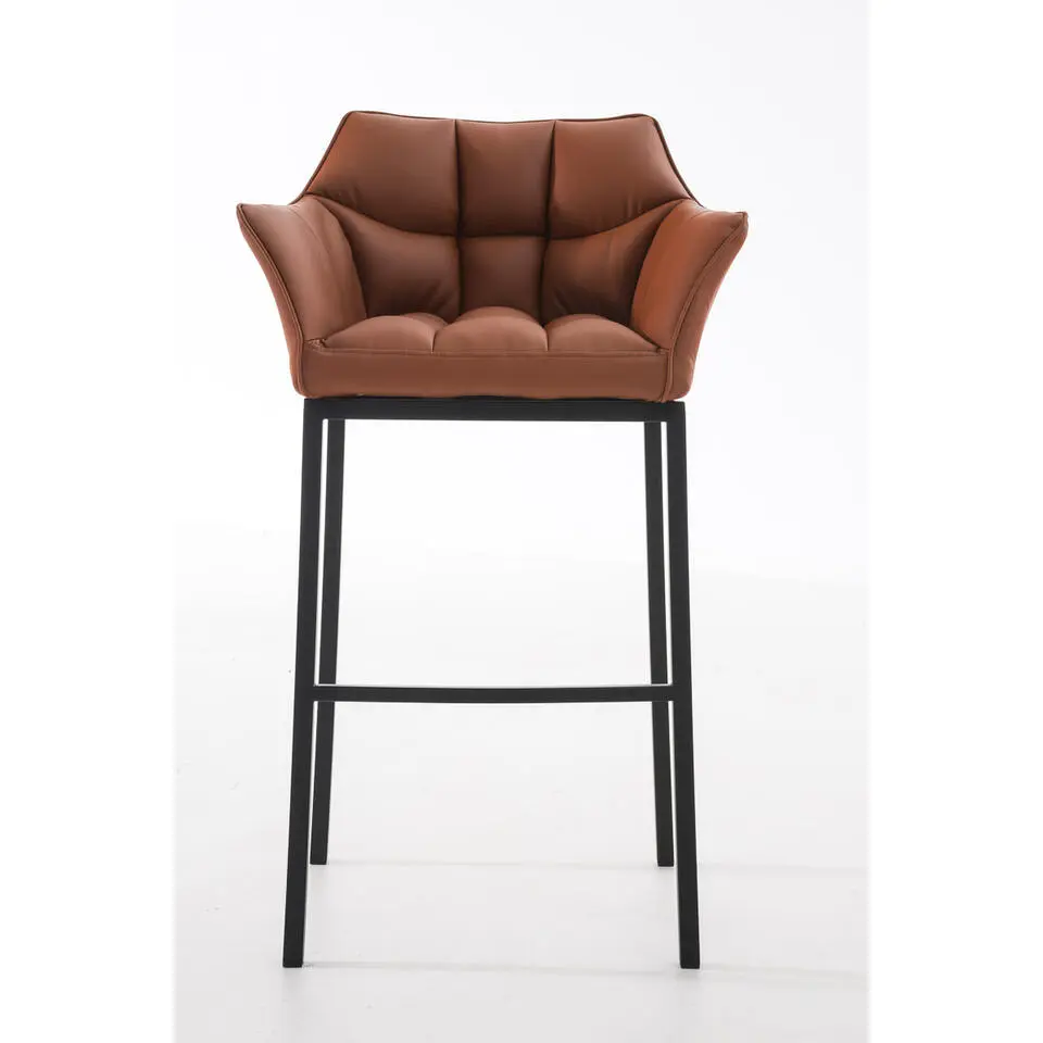 CLP Barkruk Damaso zwart Frame - Kunstleer - licht bruin