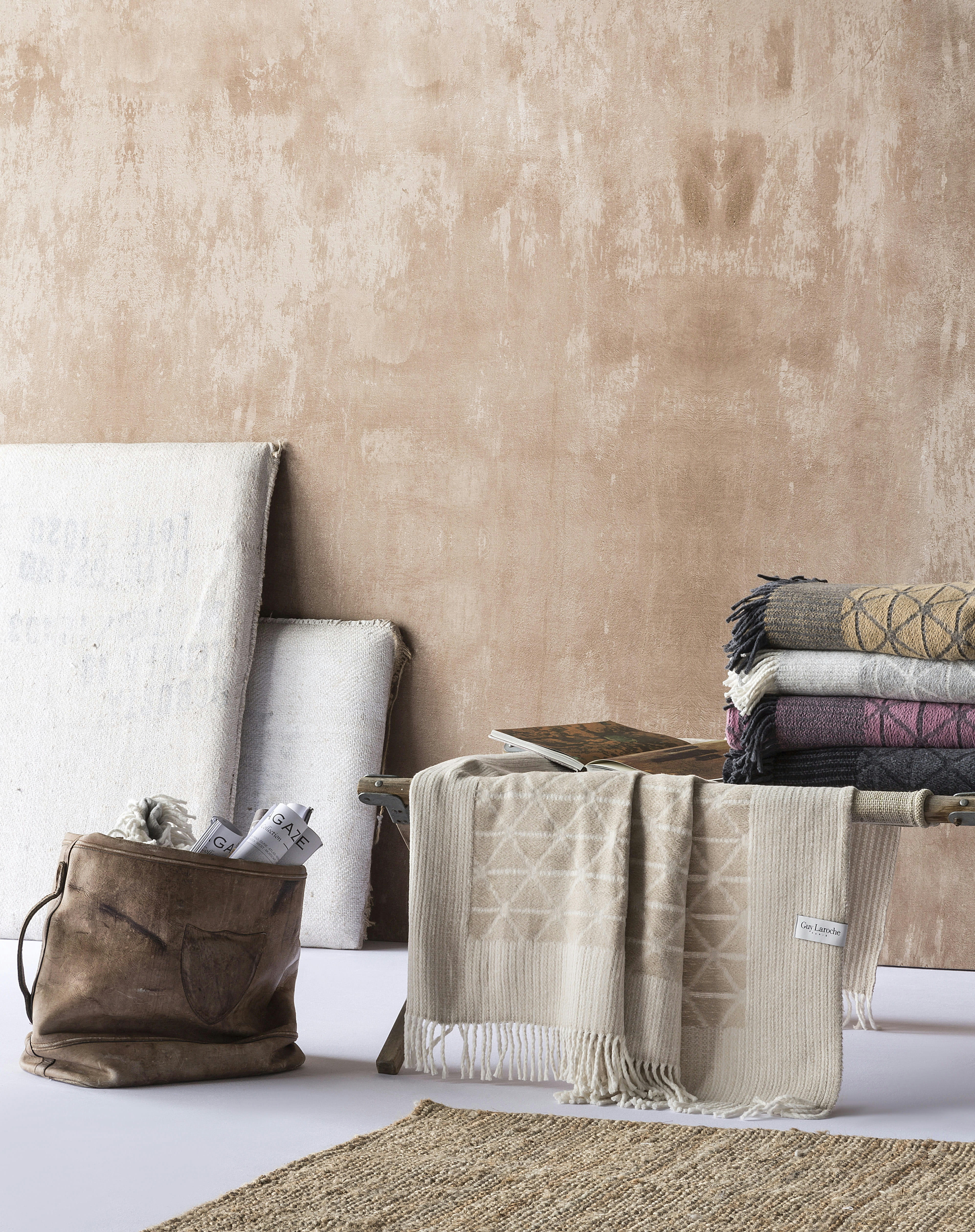 KALET - Plaid en coton gris 130x170