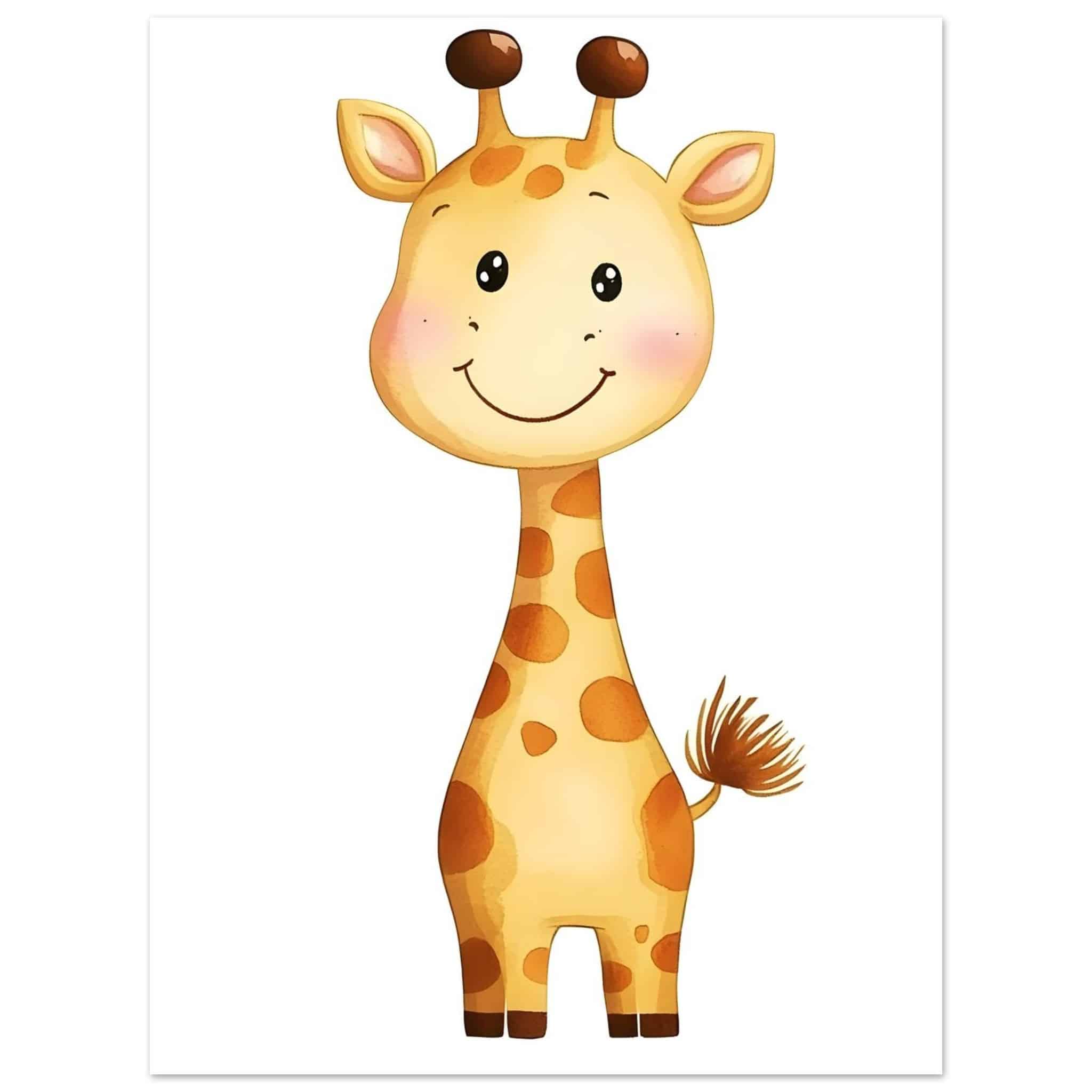 Artfulprints Poster Lachende giraffe  - 30x40 cm - Geel