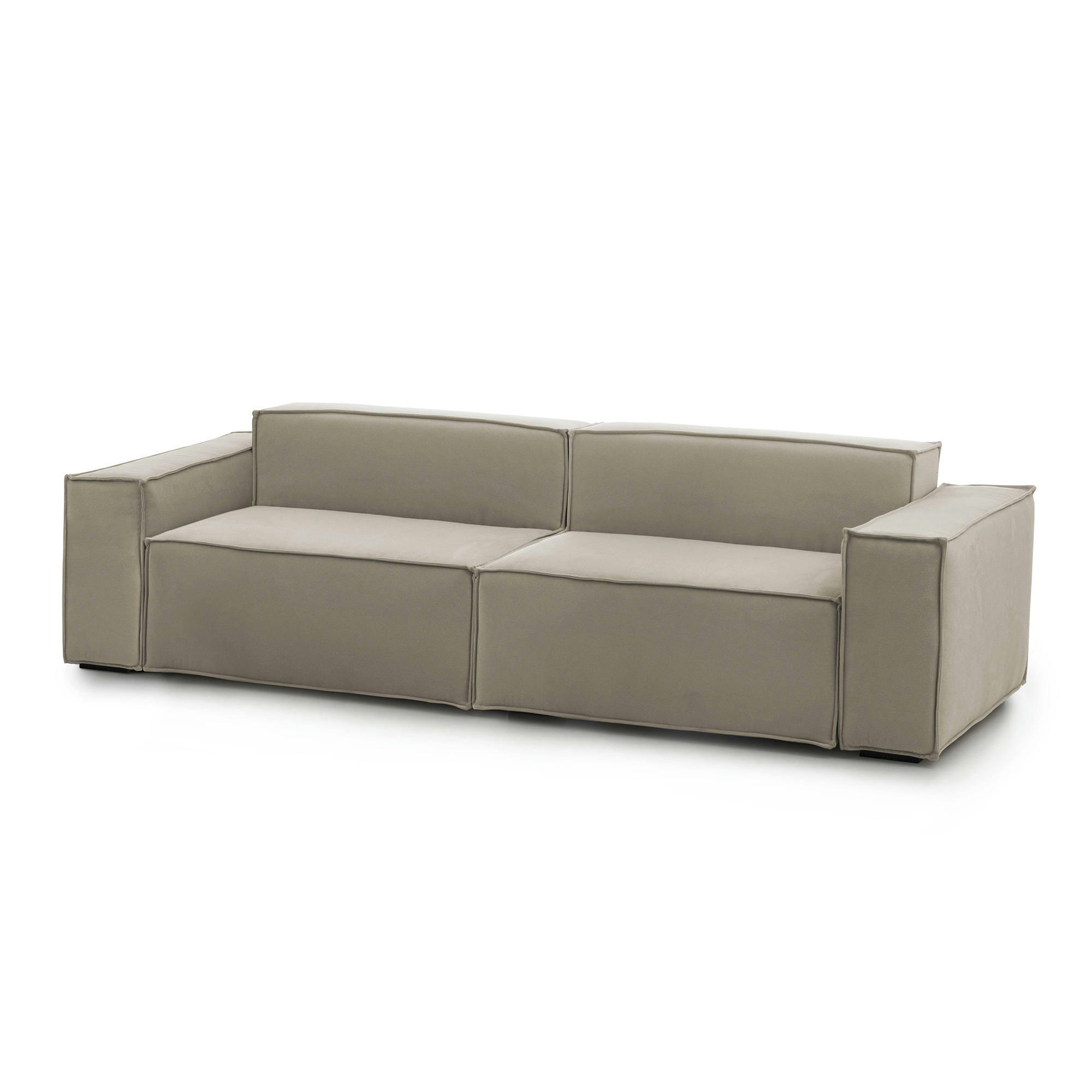 DMELUCC - Canapé fixe 3 places en tissu gris tourterelle