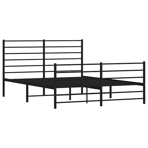 NNEVL Metal Bed Frame with Headboard and Footboard Black 153x203 cm Queen