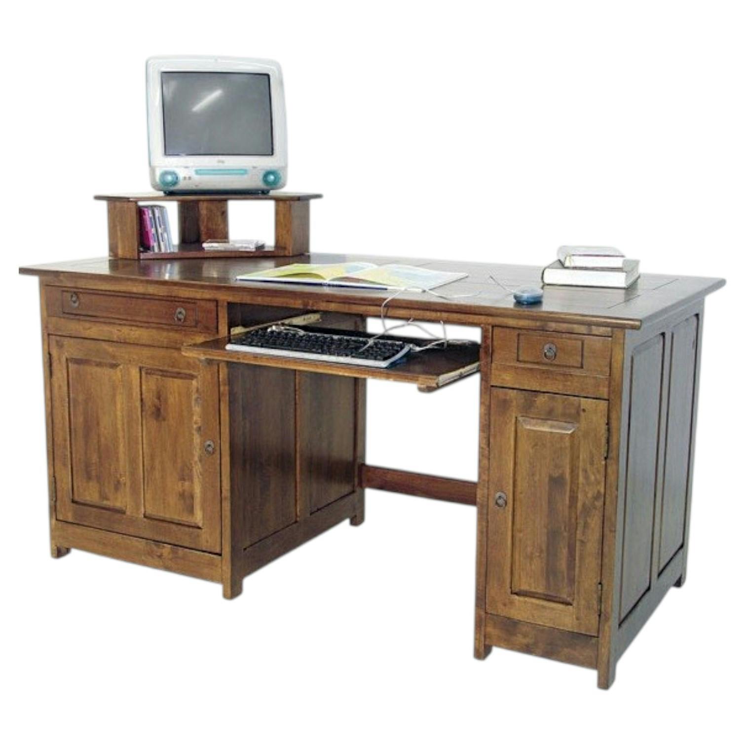 Bureau multimedia hévéa massif 160cm TRADITION