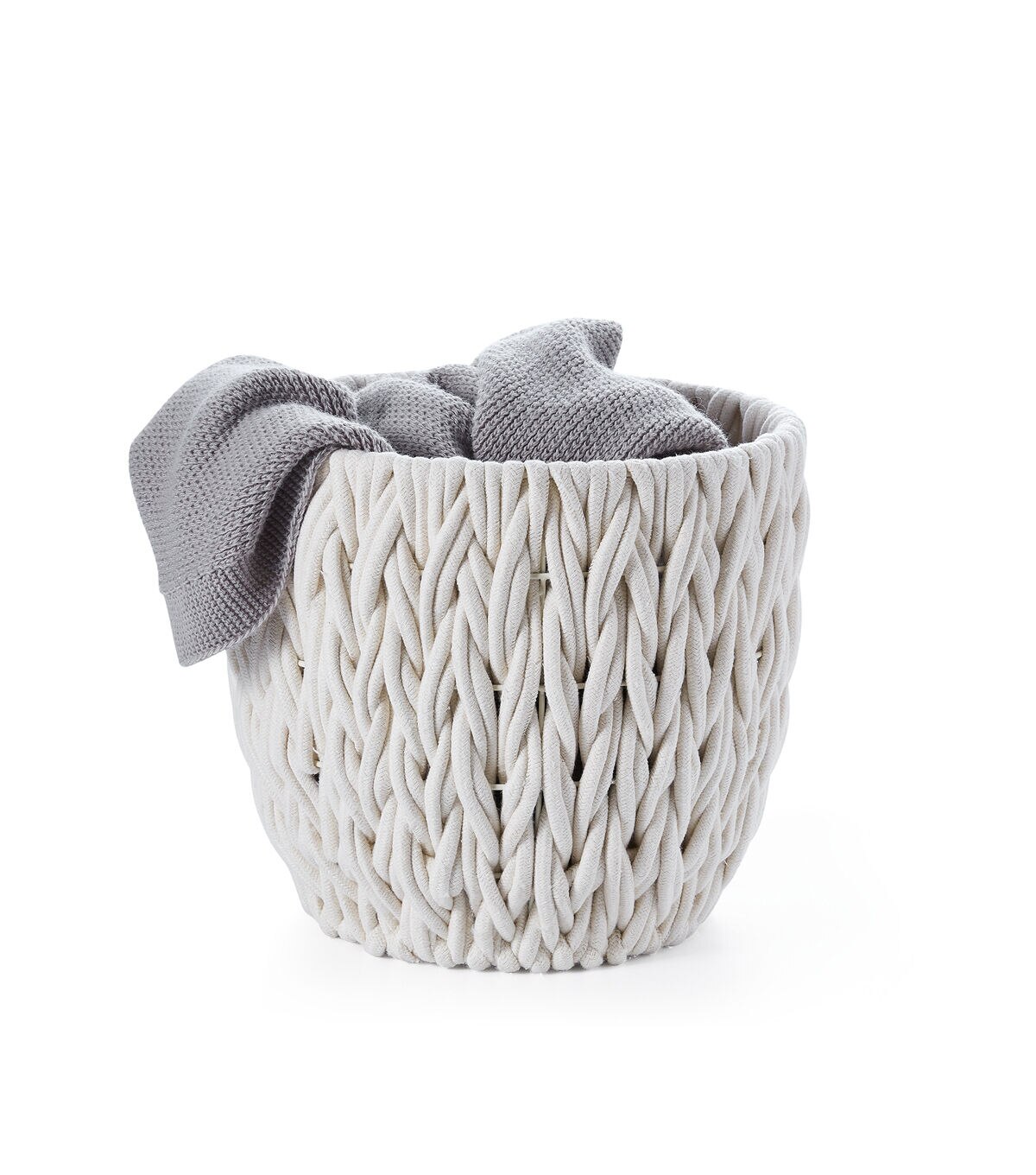 14 White Cotton Rope Woven Basket by Place & Time