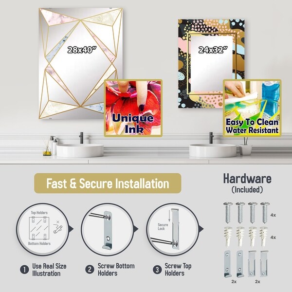 Designart 'Sunrise and Shining Waves in Ocean' Sea & Shore Printed Wall Mirror