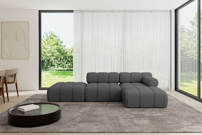 Narożnik prawostronny modułowy LIZUR-L1 285x160x70 cm Szary