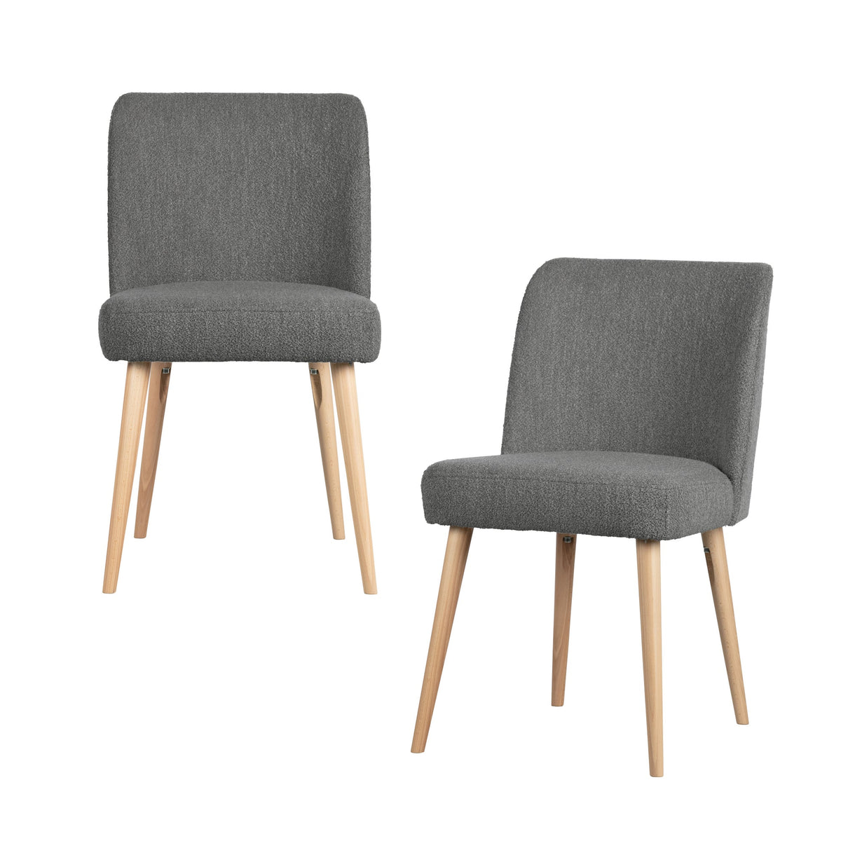 vtwonen eetkamerstoelen Force - Bouclé - Staalgrijs - Set van 2