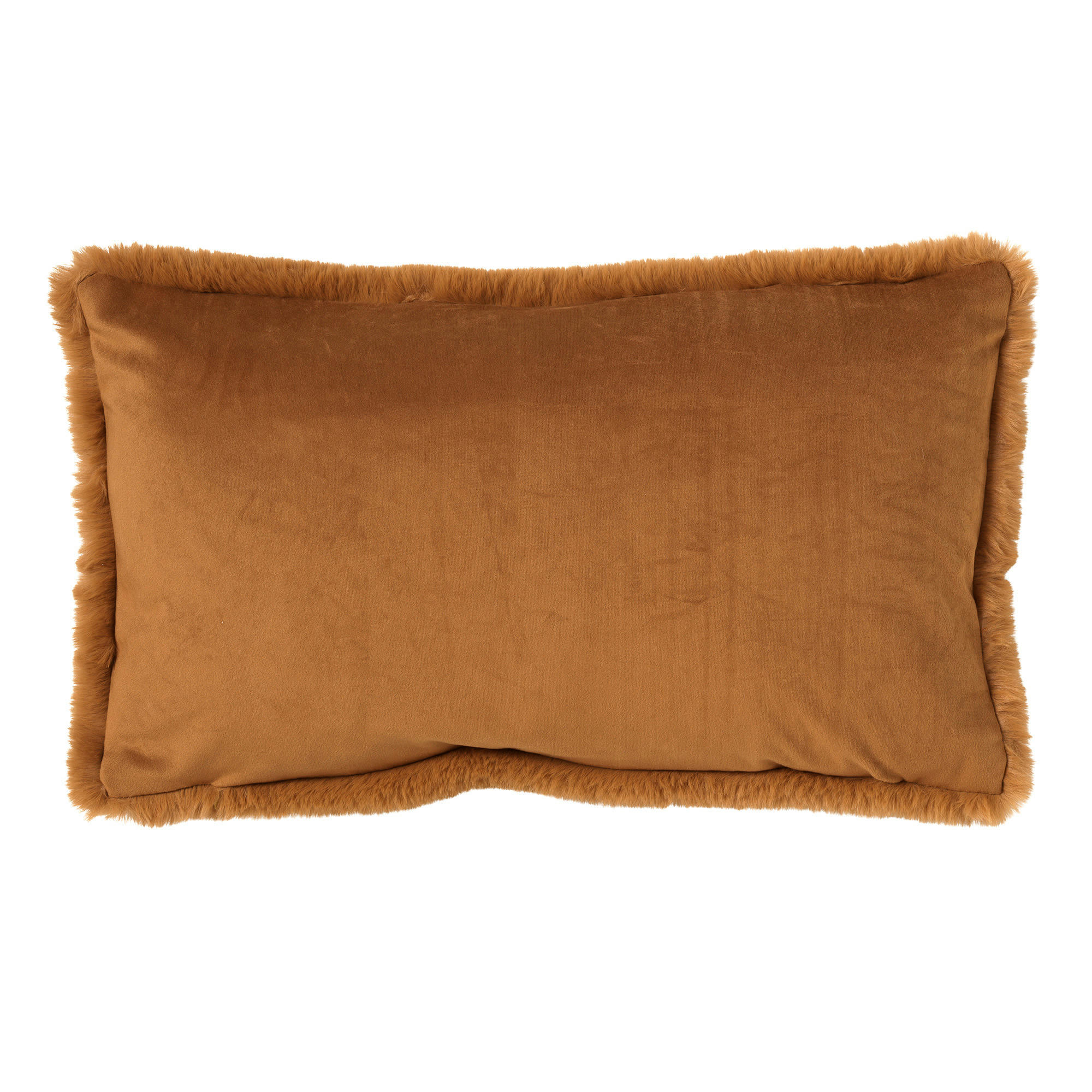 - Housse de coussin marron fausse fourrure-30x50 cm uni