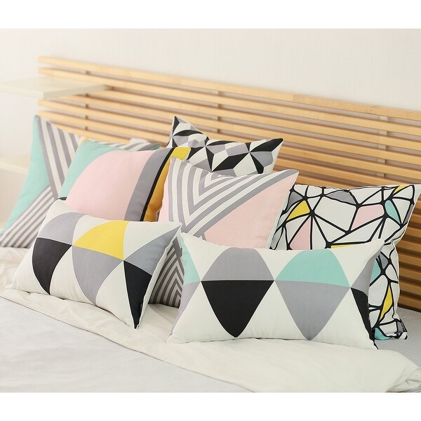 Yellow Scandi Printed Lumbar Pillow Cover 12''x20'' (2 pcs in set)