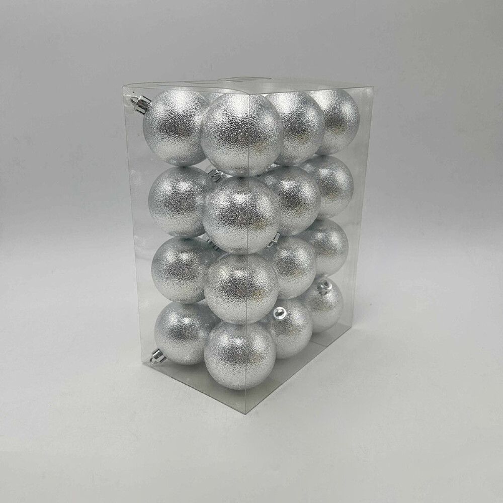 JULEKULER GLITTER 6CM SØLV 24STK