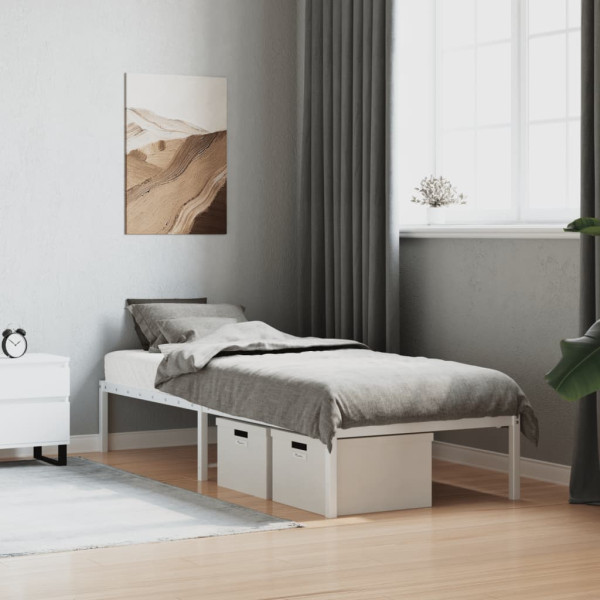 Łóżko Metalowe Białe Rama Łóżka Ze Stelażem Do Pokoju Sypialni 75x190 cm