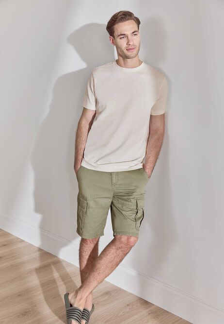 Mens Ecru Honeycomb Textured T-Shirt