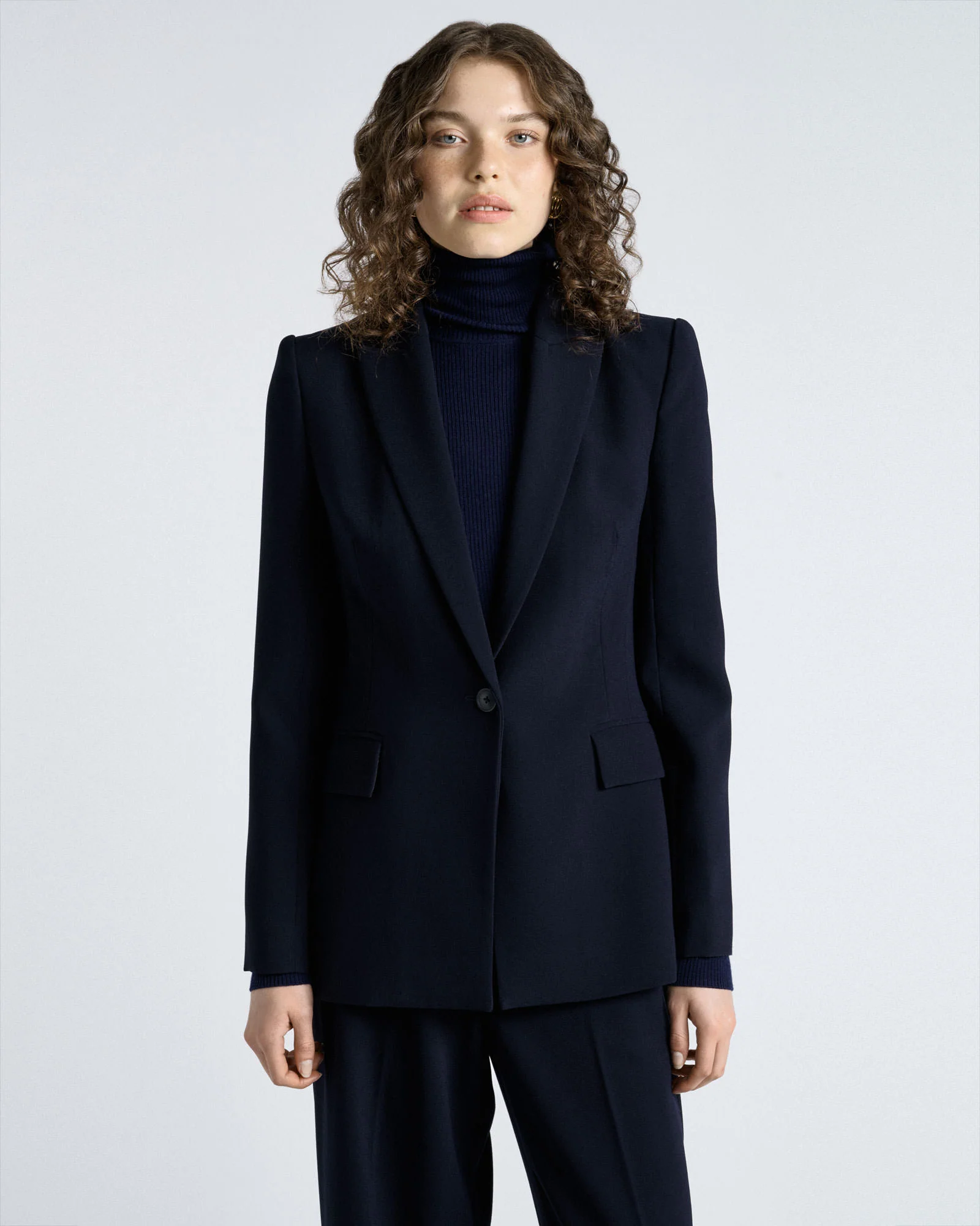 Dark Ink Crepe Tailored Blazer
