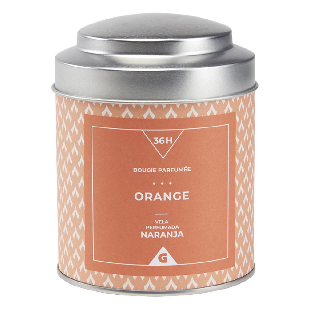 Bougie dans pot en métal senteur orange 36H