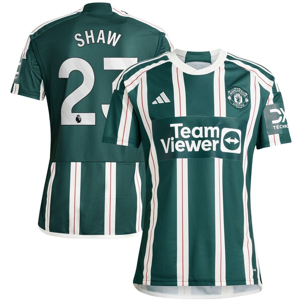 Luke Shaw Manchester United adidas 2023/24 Away Replica Player Jersey - Green/Red