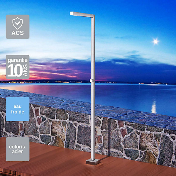 Douche de piscine Alabama en Acier Inox 316 - Tête 40x40mm - Corps 40x40mm- H. 2,25m - Garantie 10 ans - POOLIMEX