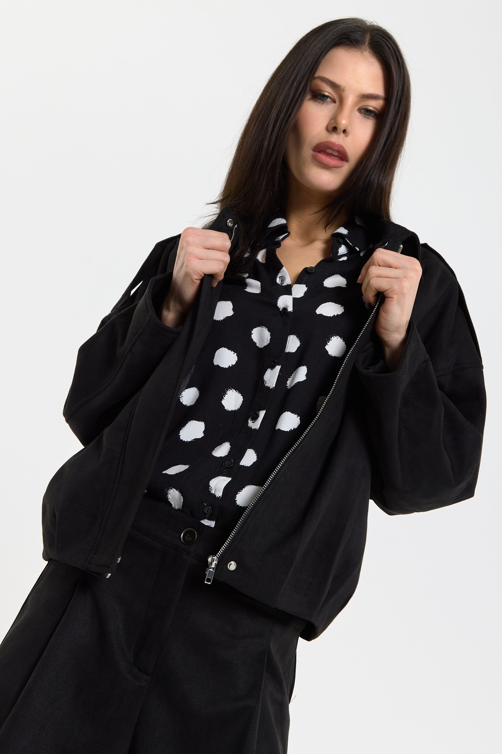 House of Holland Black Oversize Wool Blend Utility Jacket