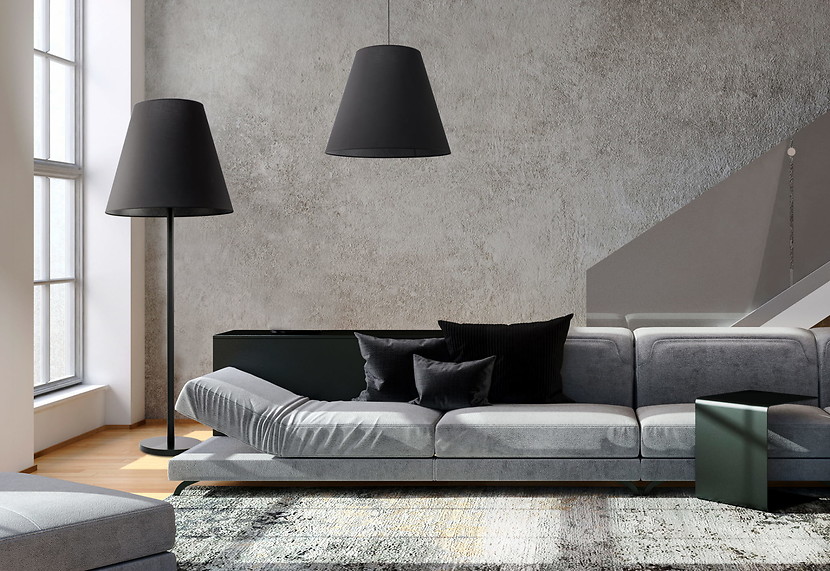 Lampa wisząca Moss 3-punktowa tkaninowa czarna