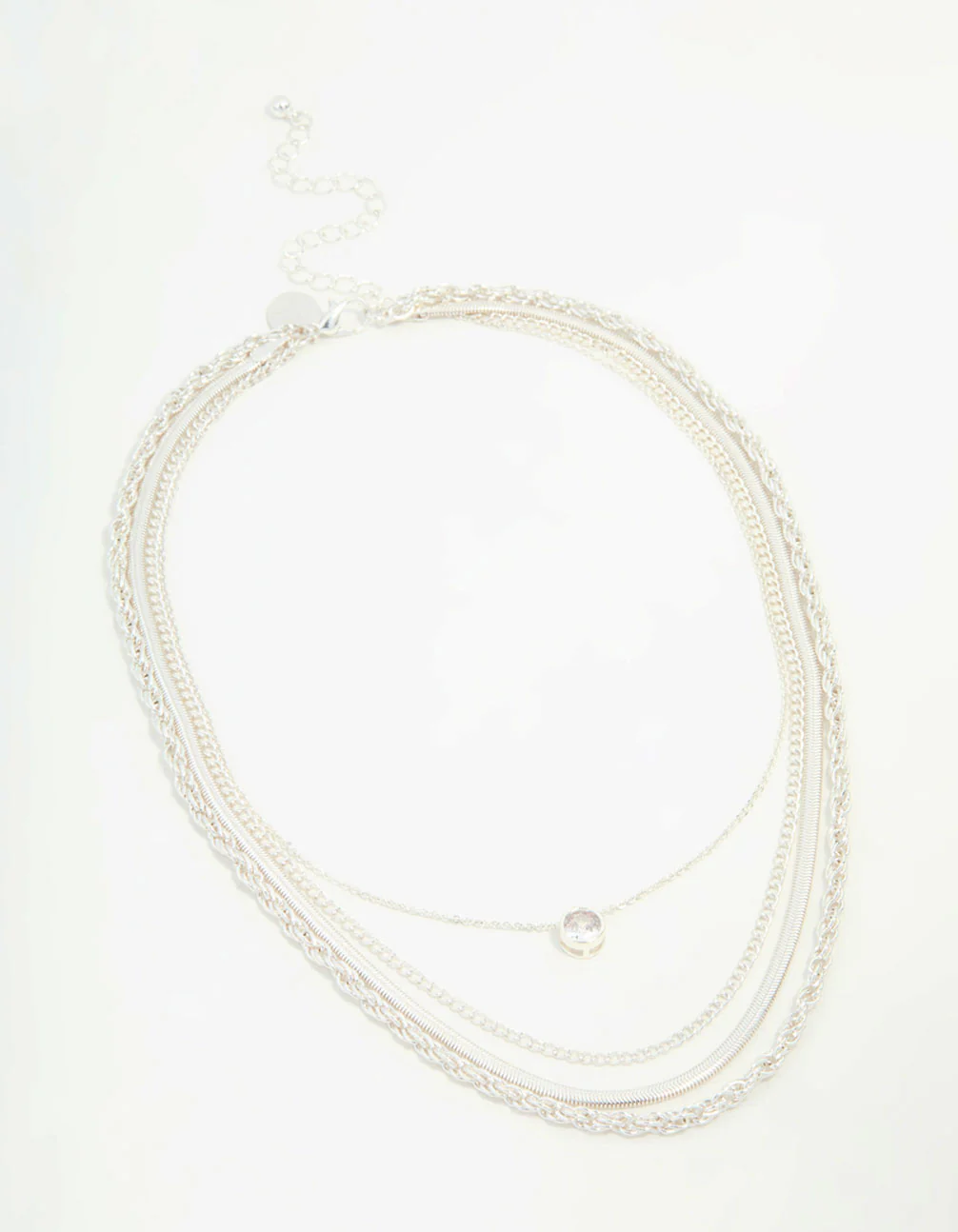 Silver Chain & Diamante Layered Necklace