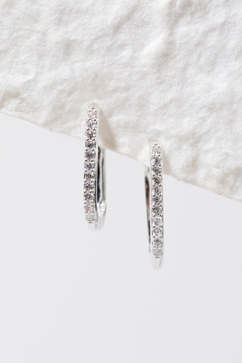 Kerry Pave Lined Hoop Earrings