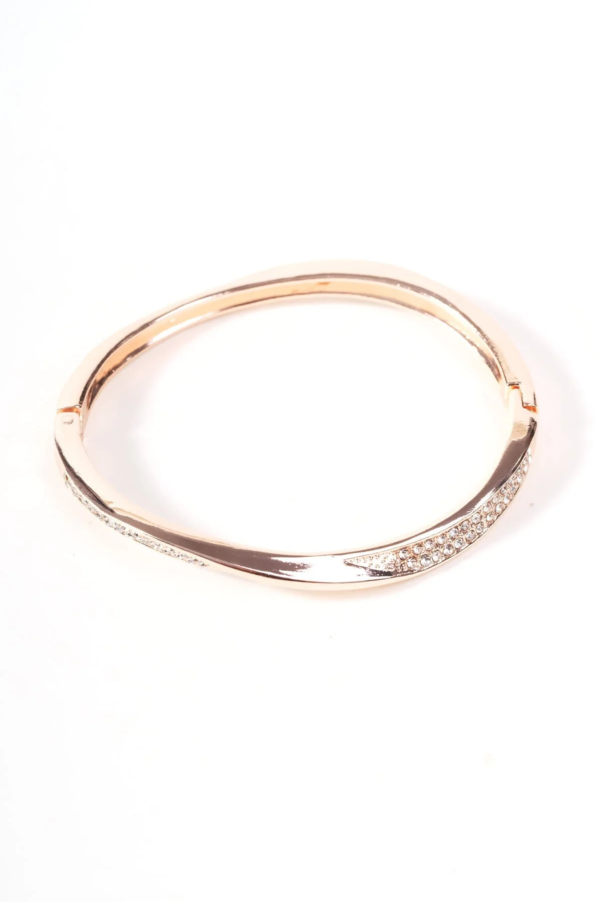 Diamante Twist Rose Gold Bangle