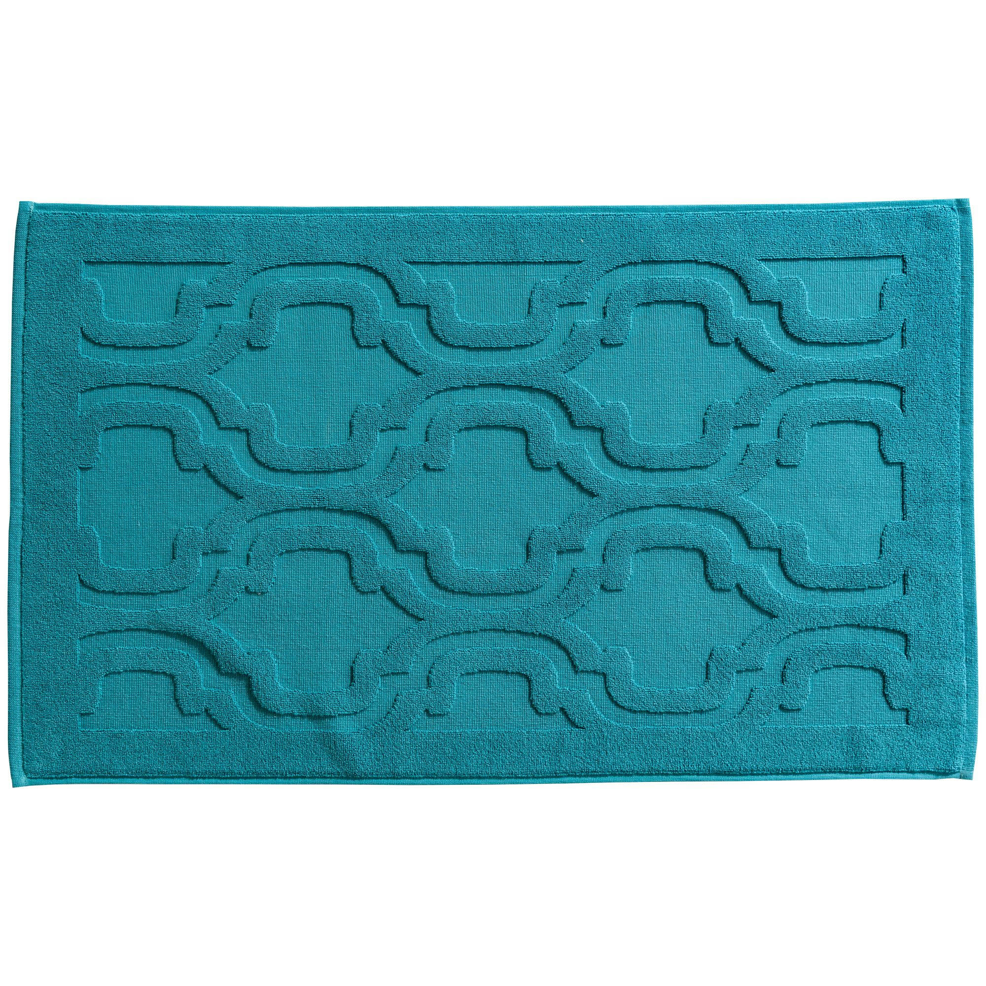 MIHRAB - Tapis de bain 60x120 bleu canard en coton 940 g/m²