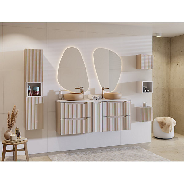 Meuble sous vasque VANO 80 cm2 tiroirsMarron congo matL80 x P39 x H57 cmMeuble suspendu