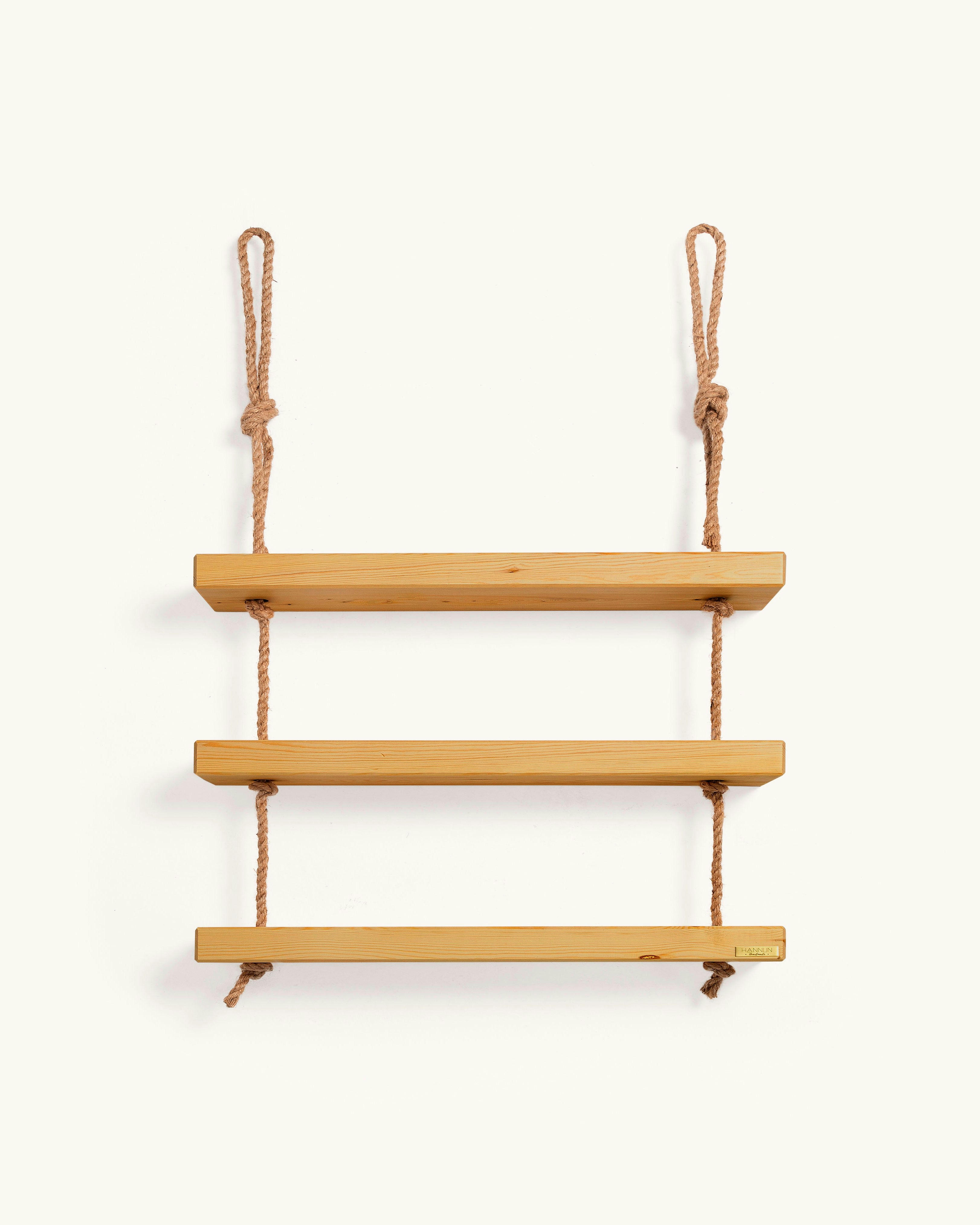 MAKEMBA - Etagère suspendue en bois de couleur marron clair à 3 étages 70 cm