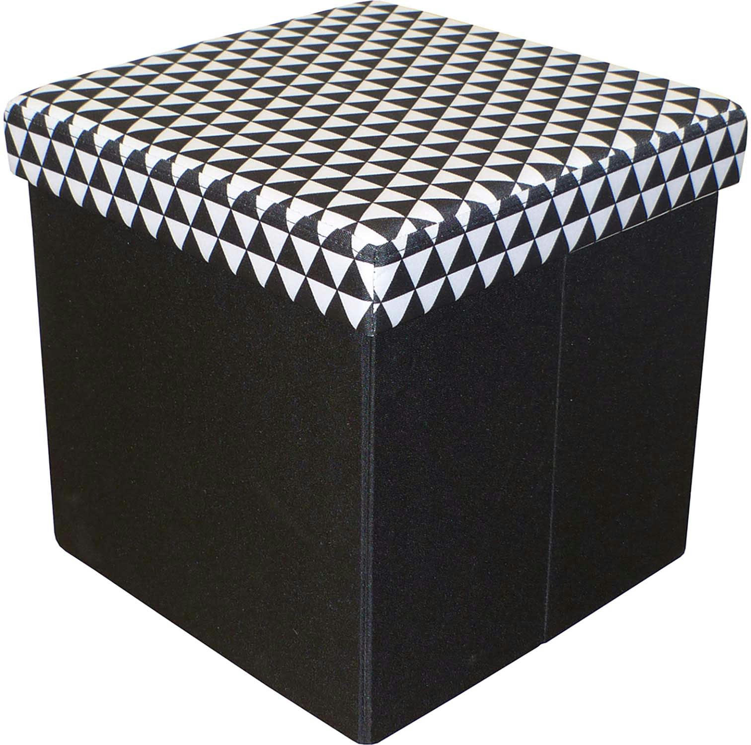 - Pouf coffre carré pliable scandinave noir