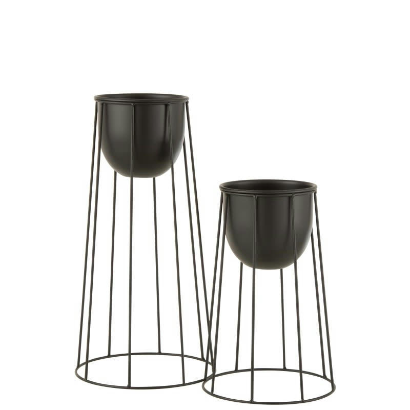 - Cache pot sur pied noir en métal 23x23x45 cm