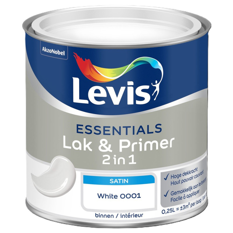 Laque & Primer 2-en-1 Essentials blanc 0,25 L LEVIS