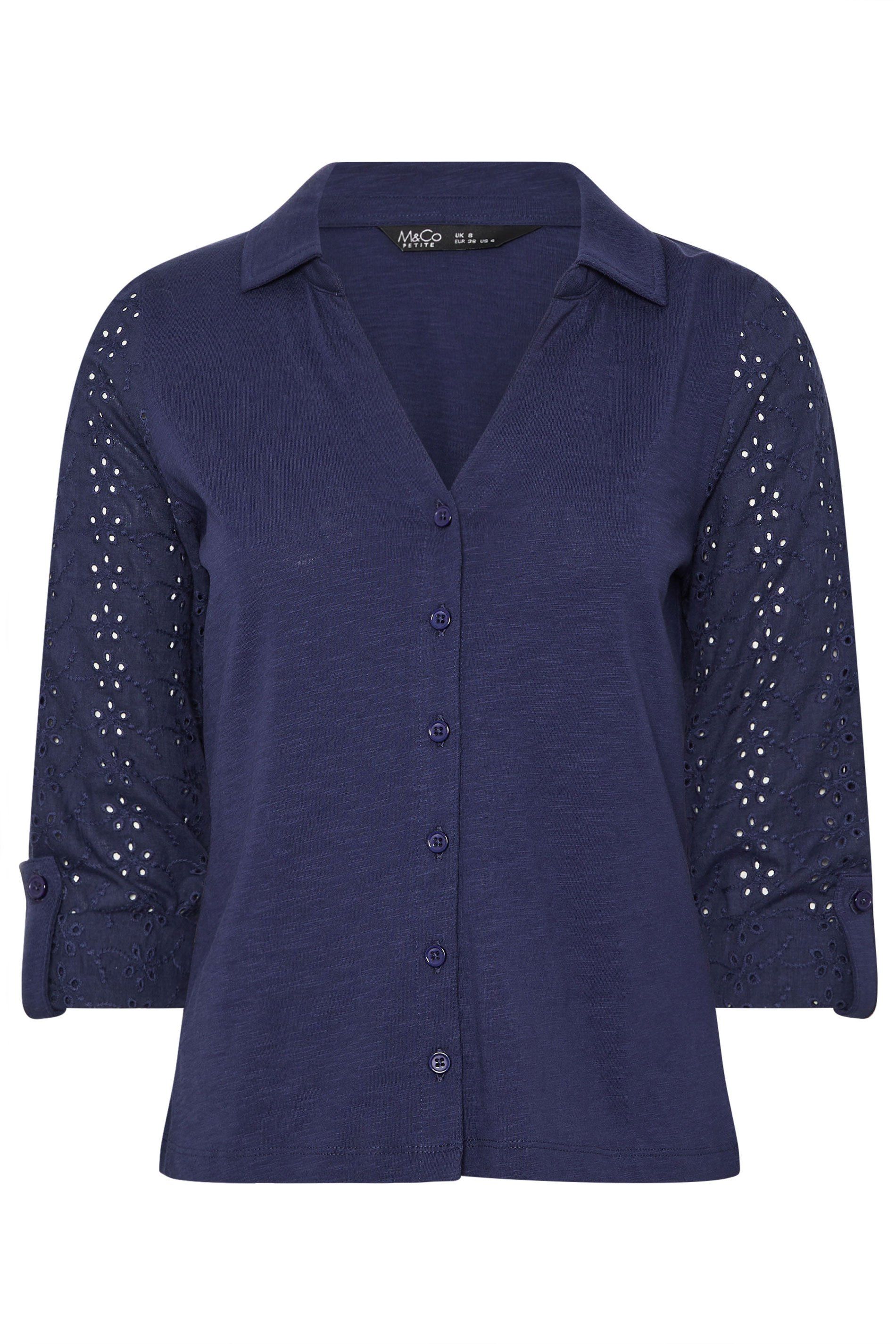 M&Co Petite Broderie Sleeve Shirt