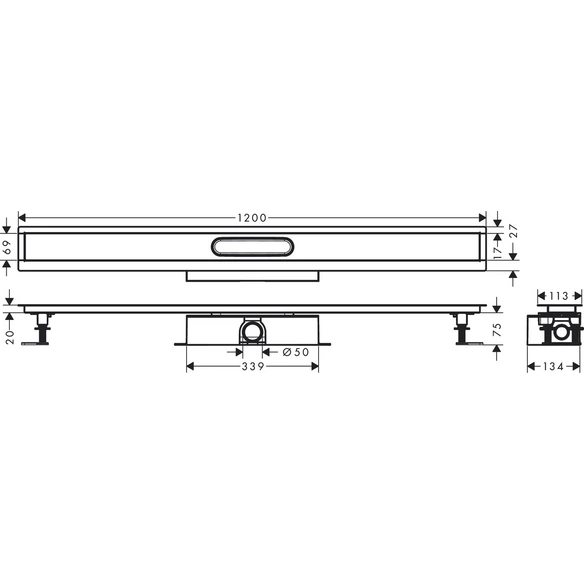 Duschrinne »uBox universal«, 1200, BxH: 13,9 x 9,5 cm