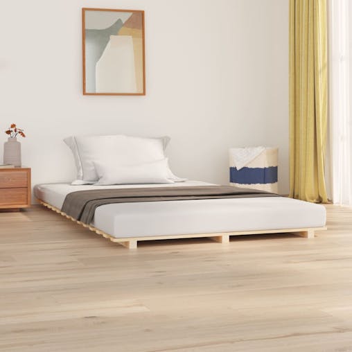 NNEVL Bed Frame 137x187 cm Double Solid Wood Pine