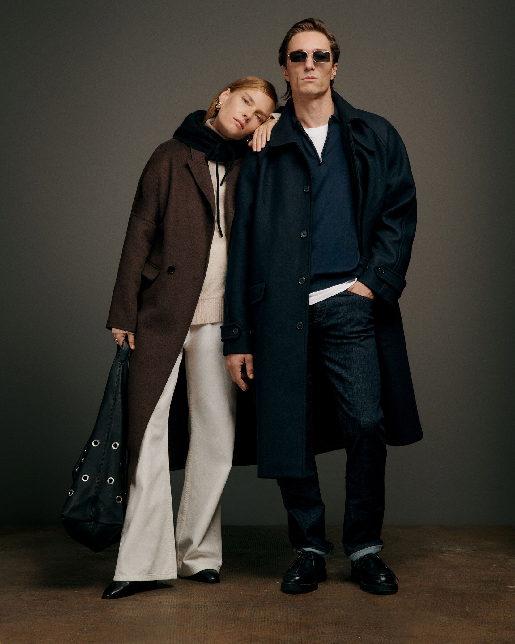 Manteau long bleu marine Homme